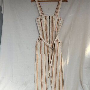 Billabong Striped Jumpsuit Overalls Size Large w/ Belt